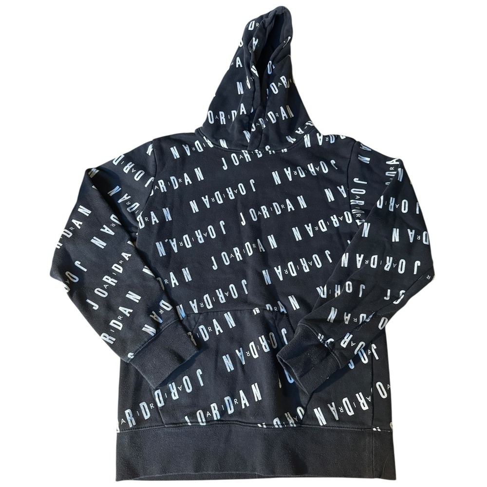Kids Jordan All Over Print Hoodie Black White Pullover Hooded Sweatshirt Size M‎